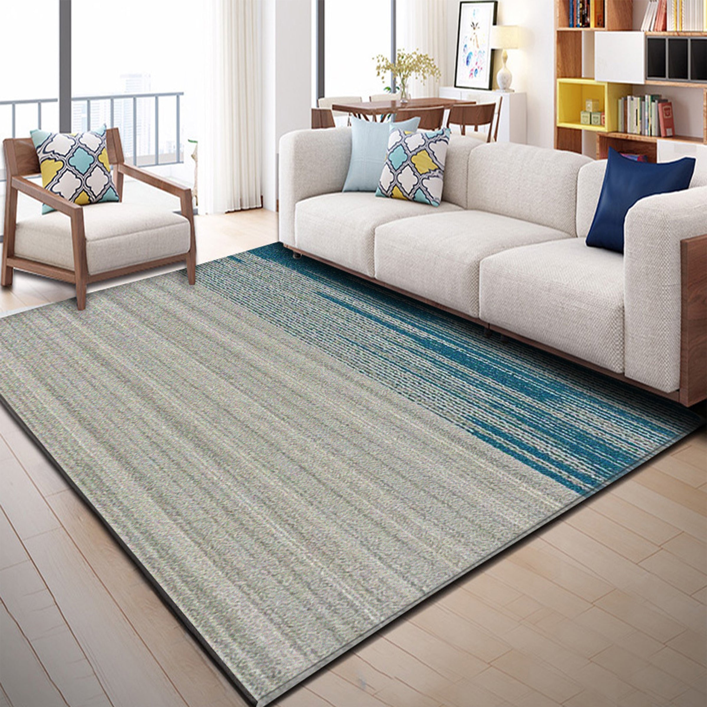 3D Gray Stripe WG124 Non Slip Rug Mat Mat AJ Creativity Home