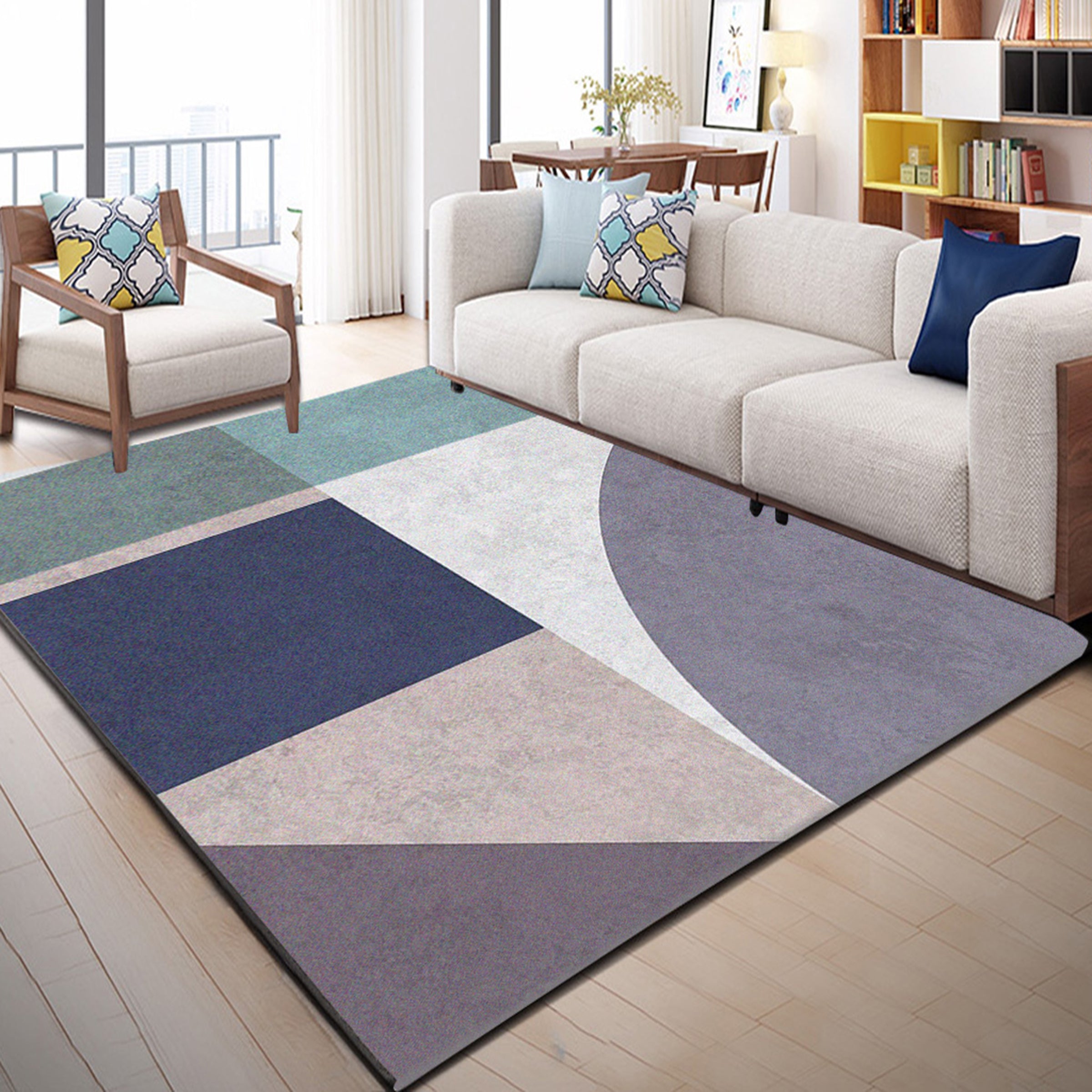 3D Dark Blue Geometry WG060 Non Slip Rug Mat Mat AJ Creativity Home