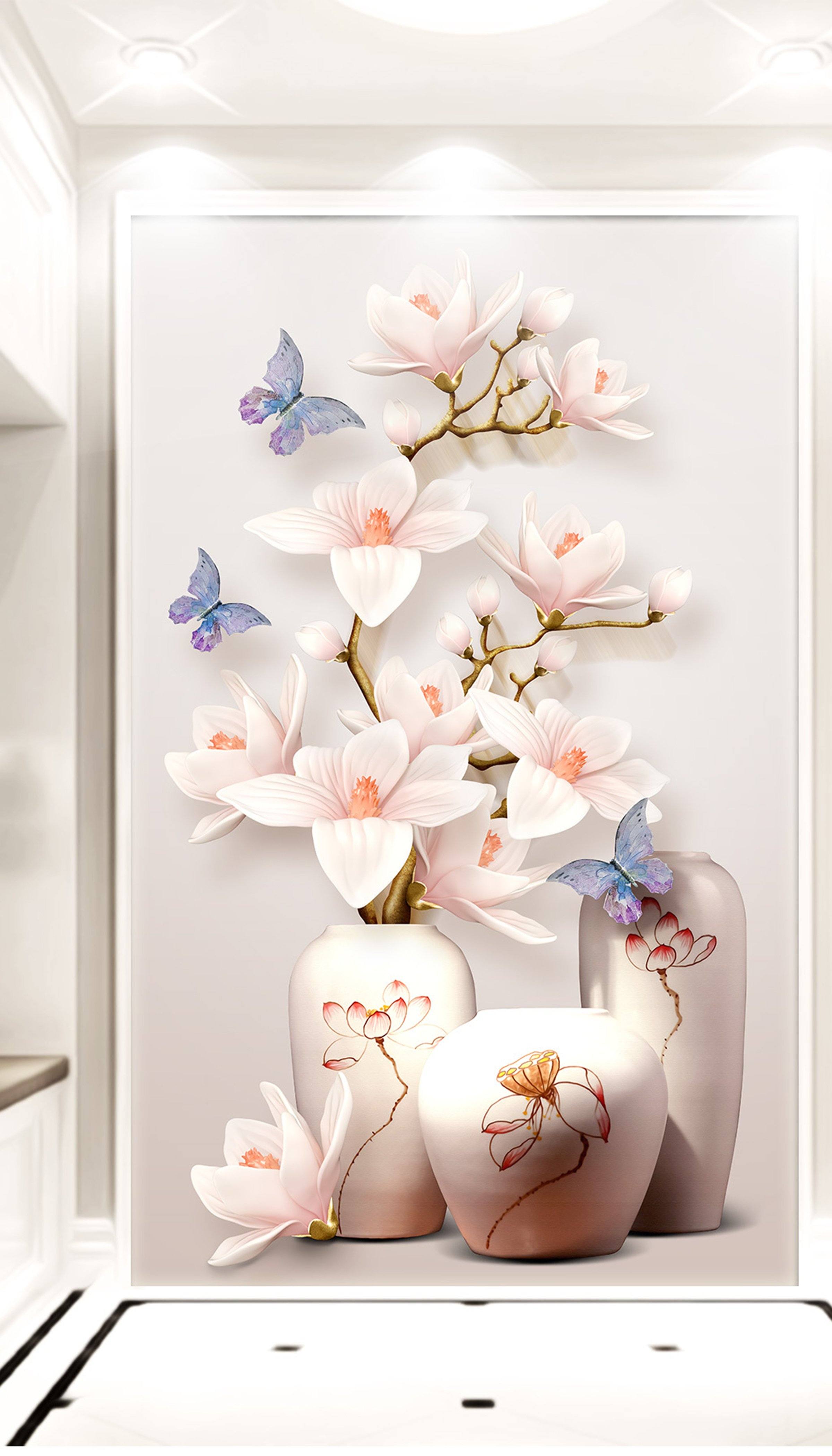 3D Vase Flower 76 Wall Murals Wallpaper AJ Wallpaper 2