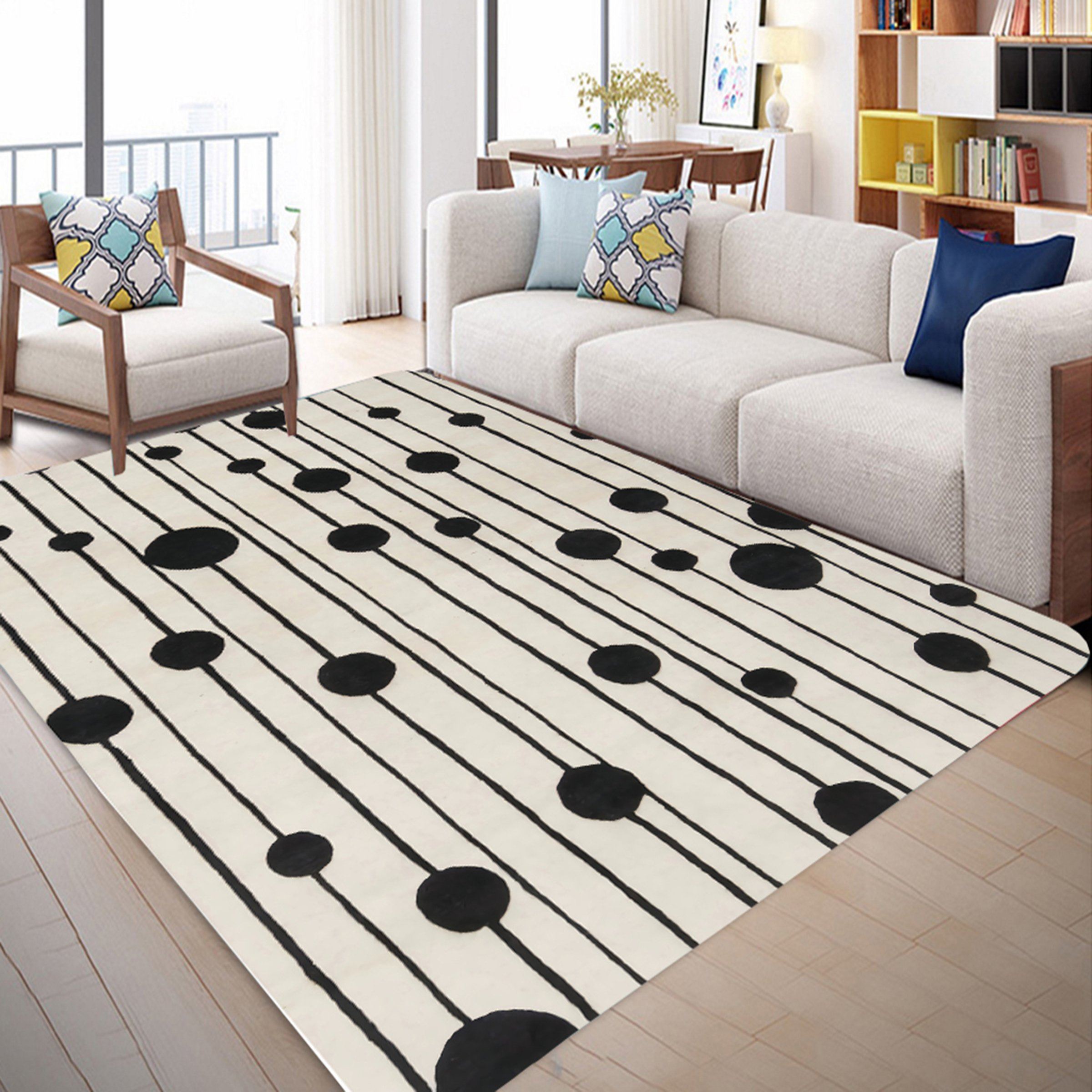 3D Black Round Stripes WG052 Non Slip Rug Mat Mat AJ Creativity Home