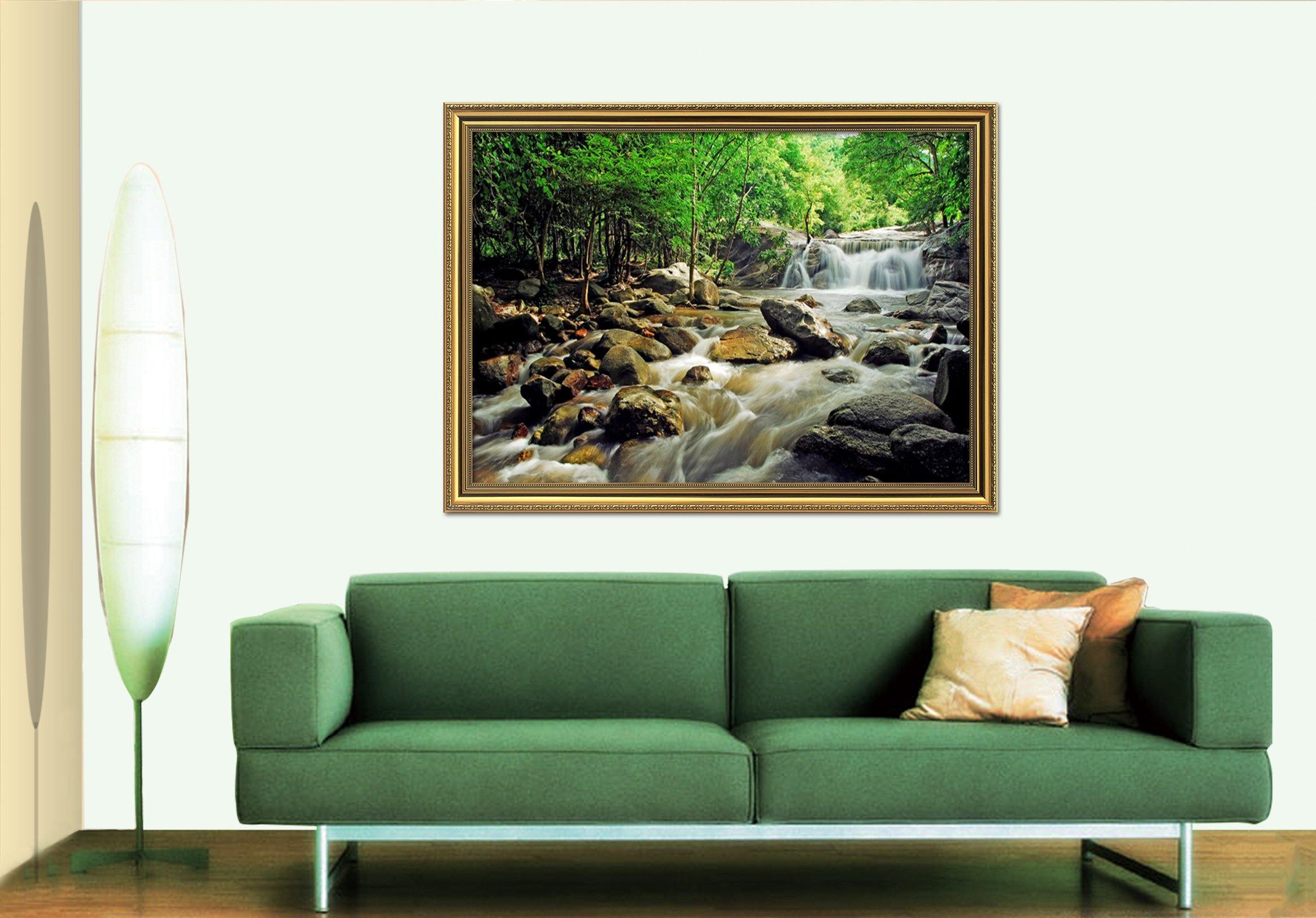 3D Stone River 150 Fake Framed Print Painting Wallpaper AJ Creativity Home