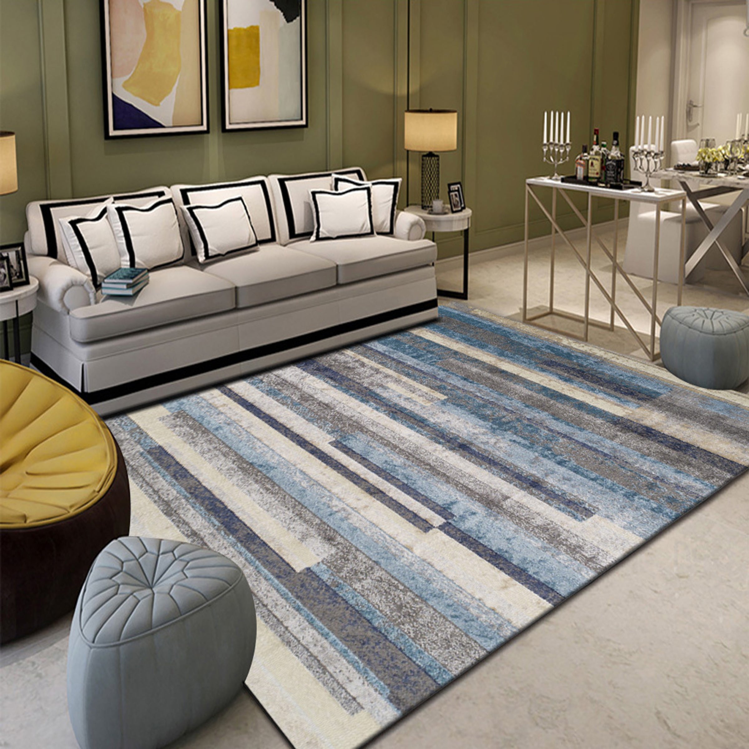 3D Color Stripe WG054 Non Slip Rug Mat Mat AJ Creativity Home