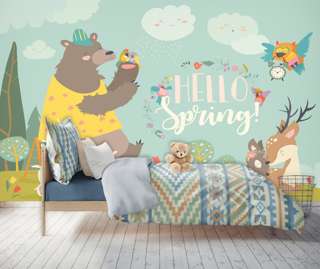 3D Happy Bear WC006 Wall Murals Wallpaper AJ Wallpaper 2