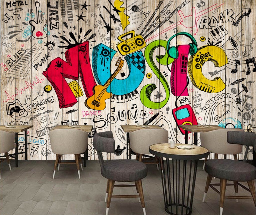 3D Music Graffiti 609 Wall Murals Wallpaper AJ Wallpaper 2