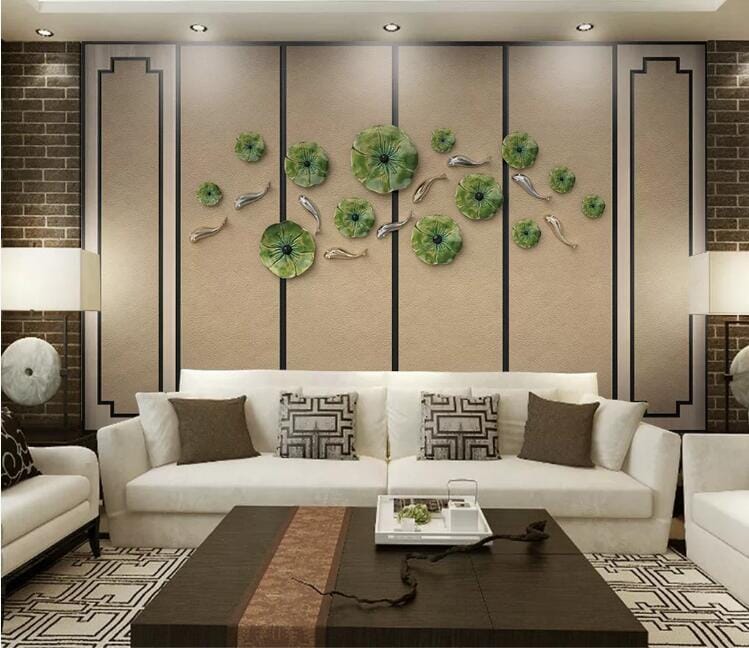 3D Lotus Leaf WC257 Wall Murals Wallpaper AJ Wallpaper 2