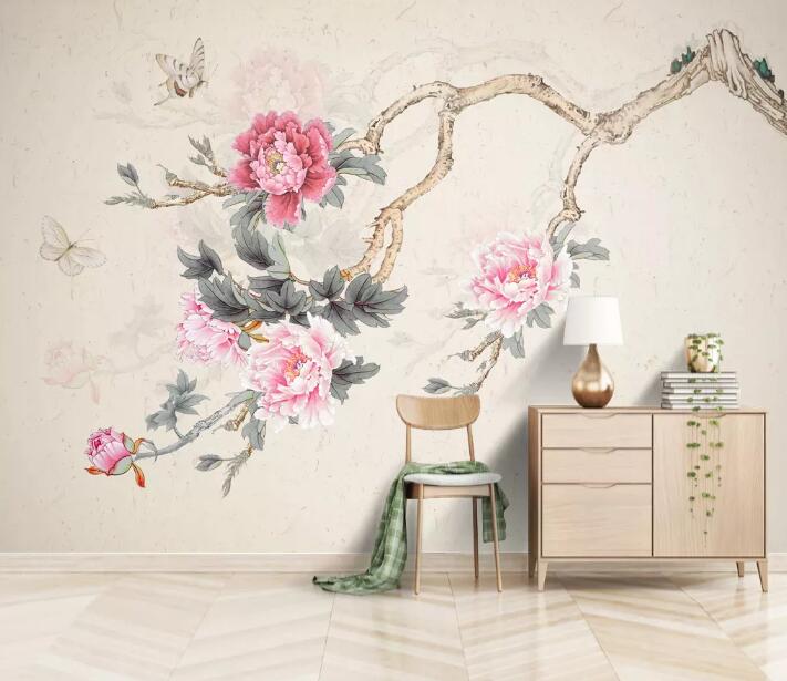 3D Pink Flowers 1233 Wall Murals Wallpaper AJ Wallpaper 2