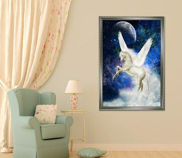 3D Pegasus Moon 058 Fake Framed Print Painting Wallpaper AJ Creativity Home 