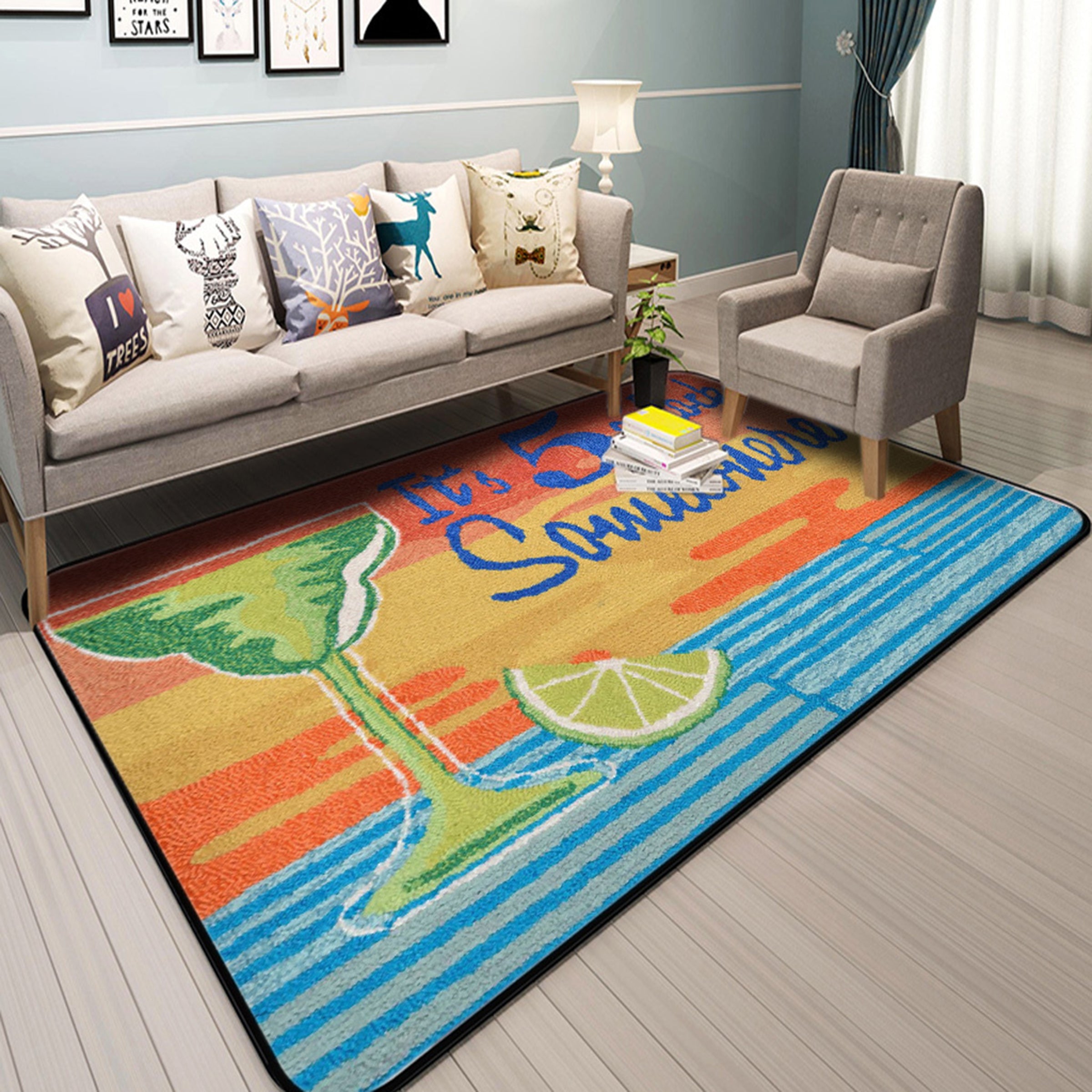 3D Lemon Drink WG103 Non Slip Rug Mat Mat AJ Creativity Home