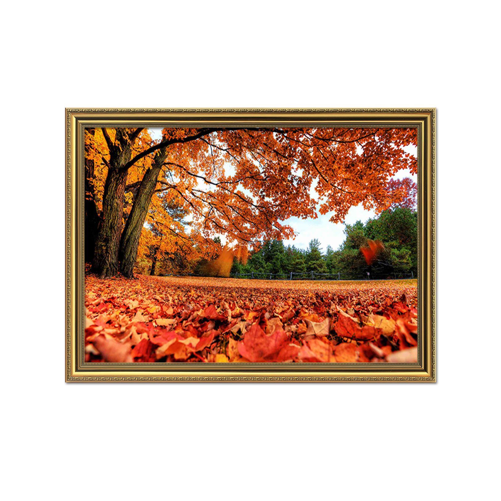 3D Red Leaves 133 Fake Framed Print Painting Wallpaper AJ Creativity Home