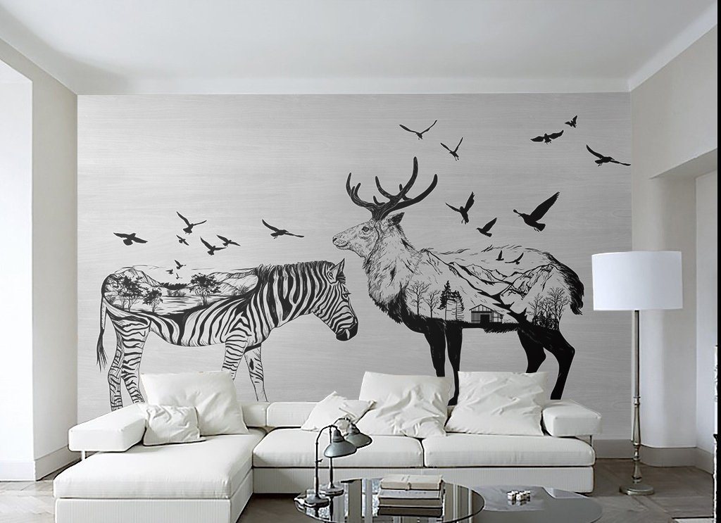 3D Zebra Antelope 357 Wall Murals Wallpaper AJ Wallpaper 2