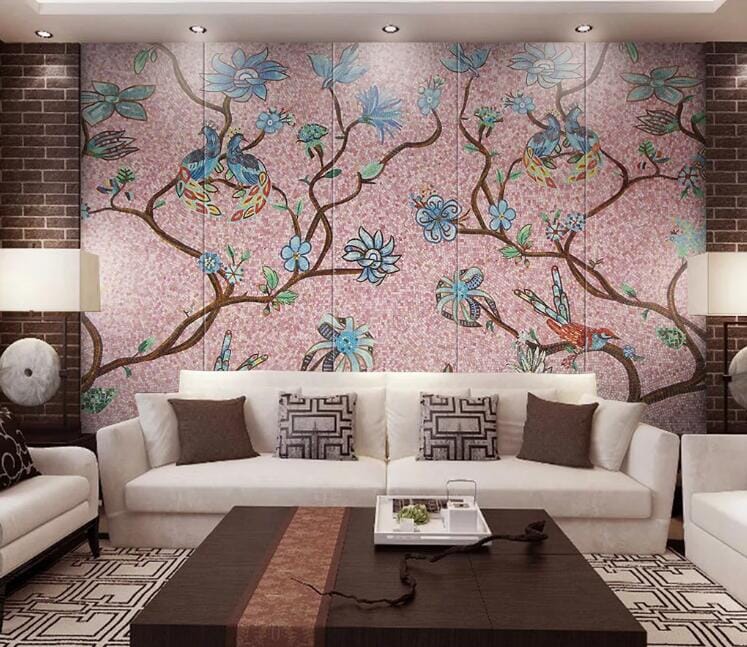 3D Blue Flowers WC140 Wall Murals Wallpaper AJ Wallpaper 2