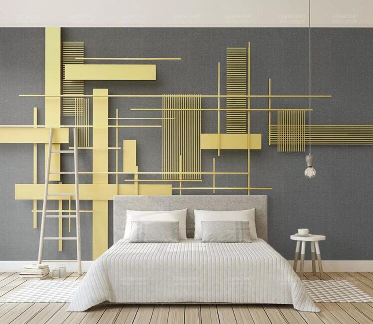 3D Golden Geometry WC133 Wall Murals Wallpaper AJ Wallpaper 2