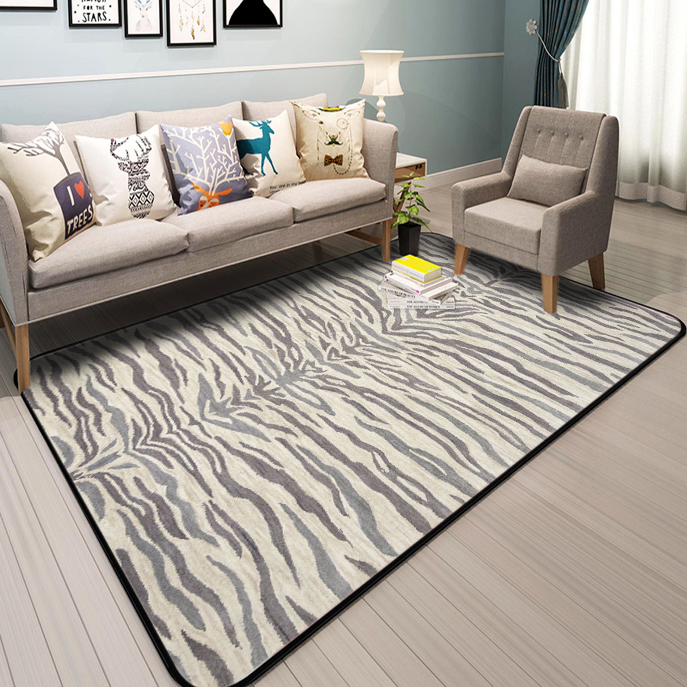 3D Gray Stripe WG013 Non Slip Rug Mat Mat AJ Creativity Home
