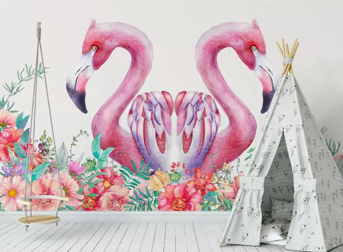 3D Pink Flamingo 1333 Wall Murals Wallpaper AJ Wallpaper 2