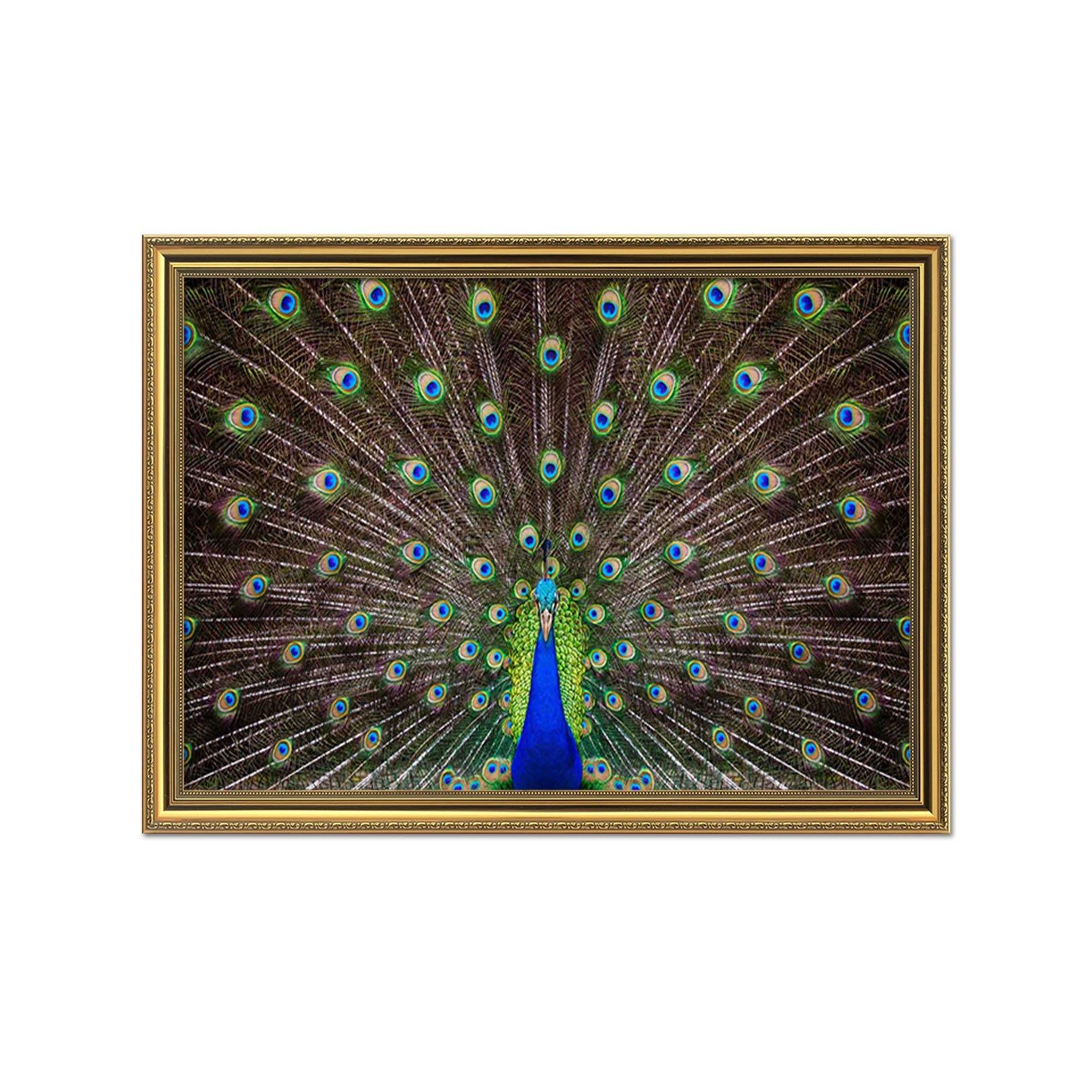 3D Peacock Open Screen 081 Fake Framed Print Painting Wallpaper AJ Creativity Home