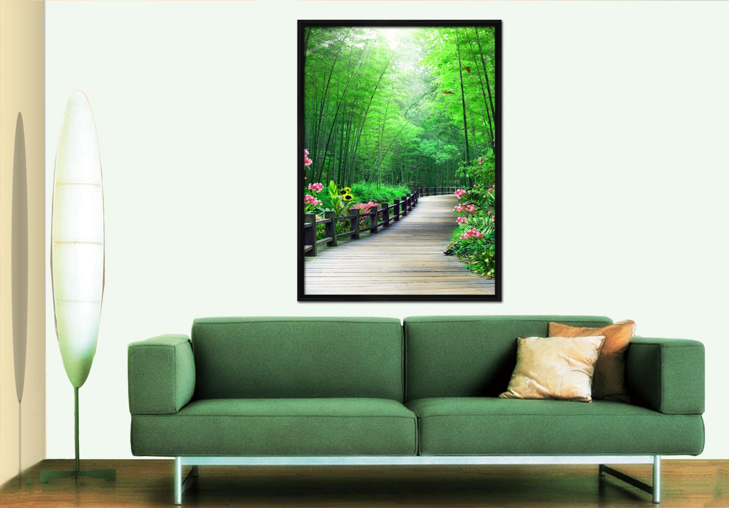 3D Pathway Bamboo Forest 067 Fake Framed Print Painting Wallpaper AJ Creativity Home
