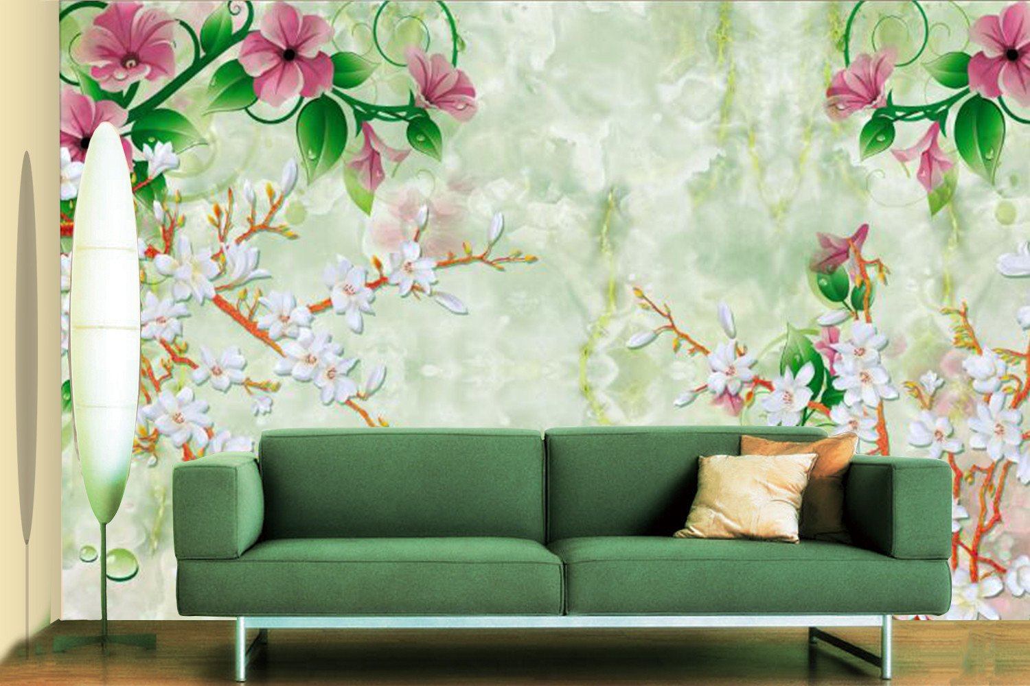 3D Green flower pattern Wallpaper AJ Wallpaper 1