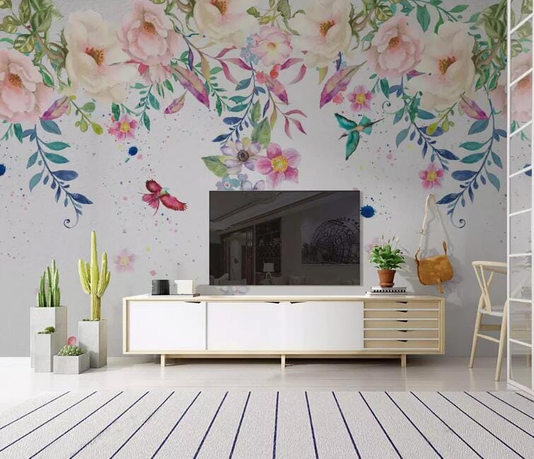3D Flowers And Leaves 1446 Wall Murals Wallpaper AJ Wallpaper 2