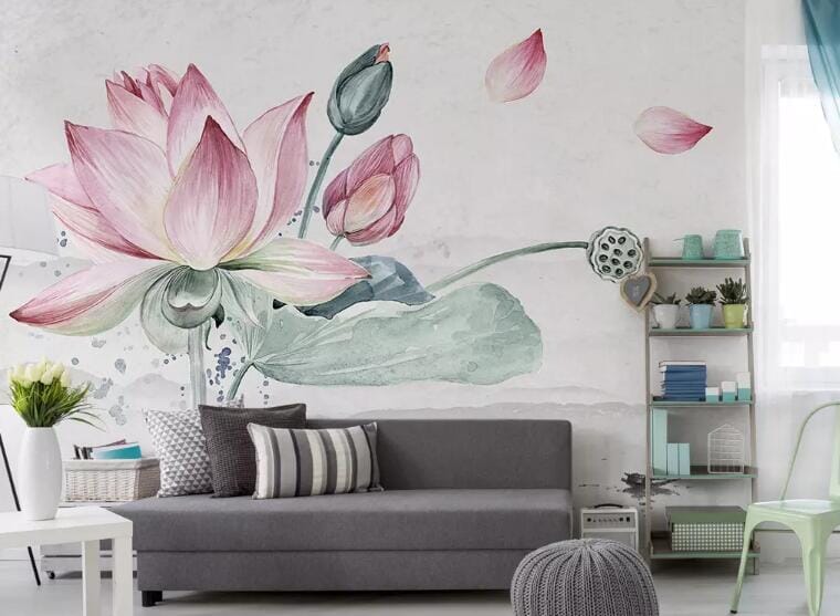 3D Lotus Flower 1420 Wall Murals Wallpaper AJ Wallpaper 2