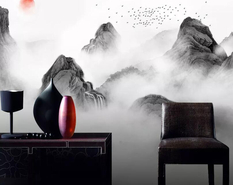 3D Misty Mountain Peak 111 Wall Murals Wallpaper AJ Wallpaper 2