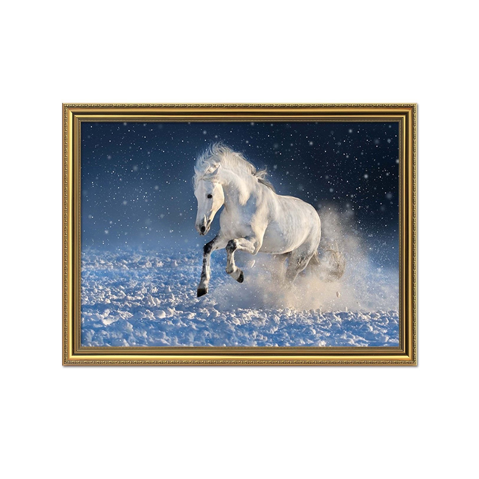 3D White Horse 160 Fake Framed Print Painting Wallpaper AJ Creativity Home