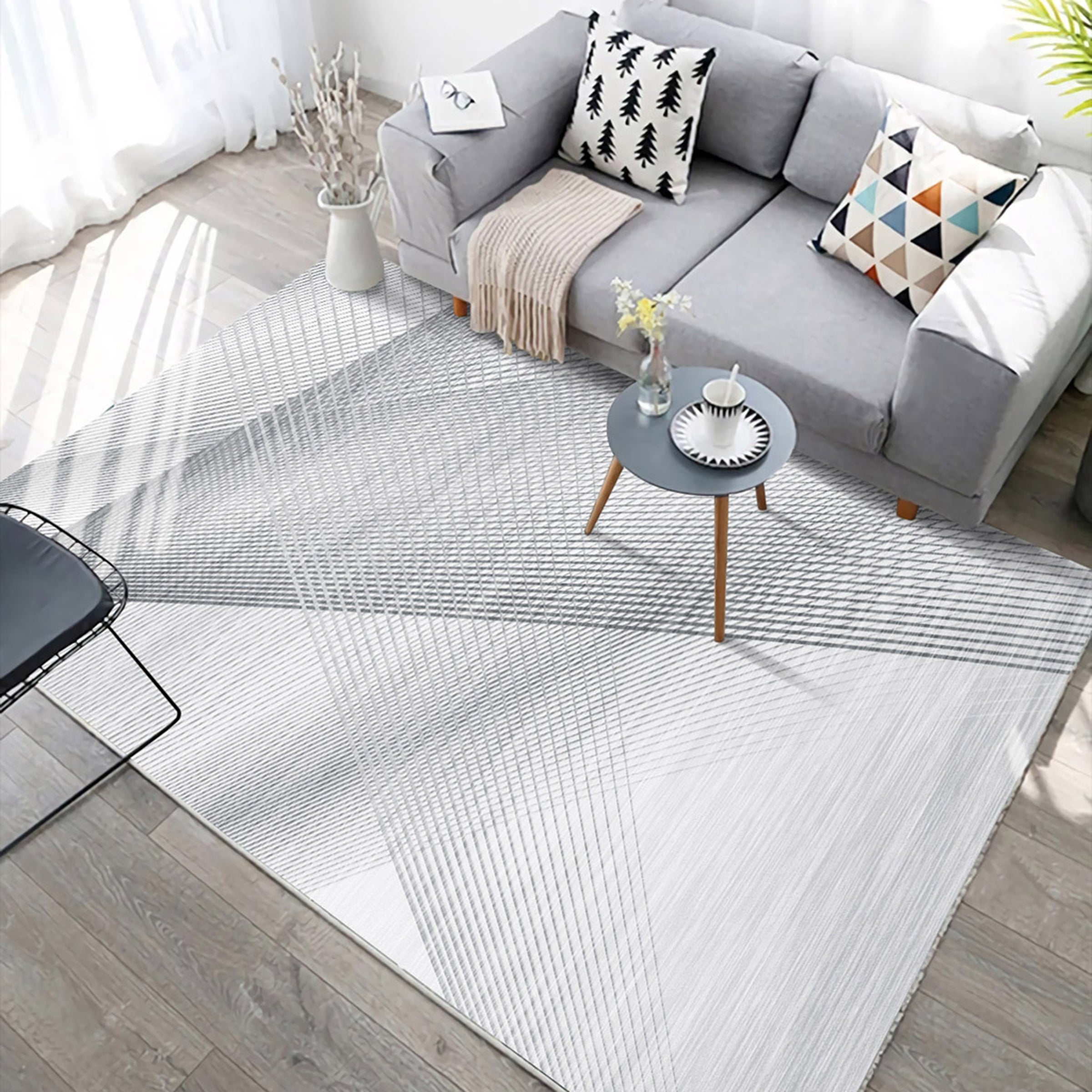 3D Gray Stripe WG300 Non Slip Rug Mat Mat AJ Creativity Home