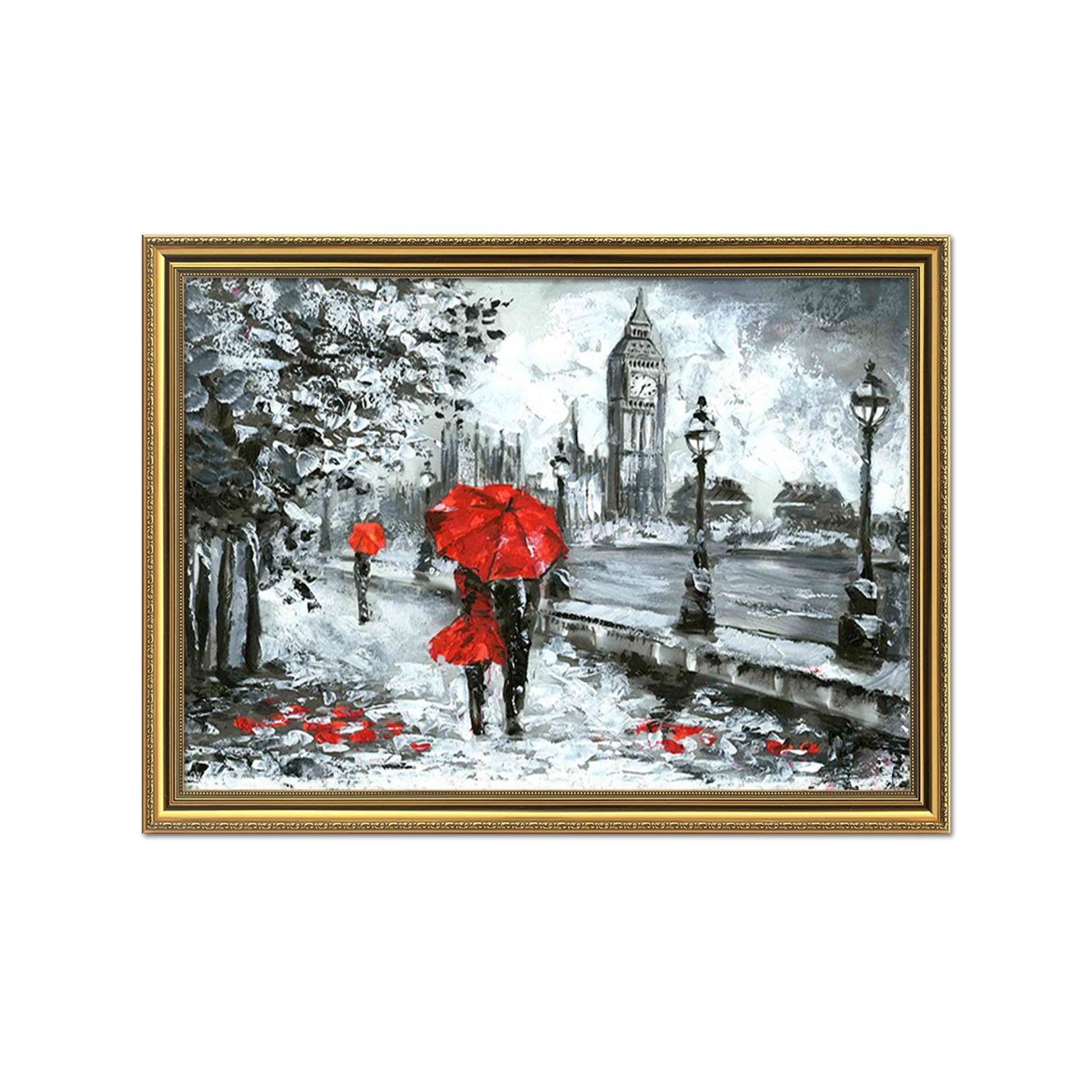 3D Couple Umbrella 112 Fake Framed Print Painting Wallpaper AJ Creativity Home