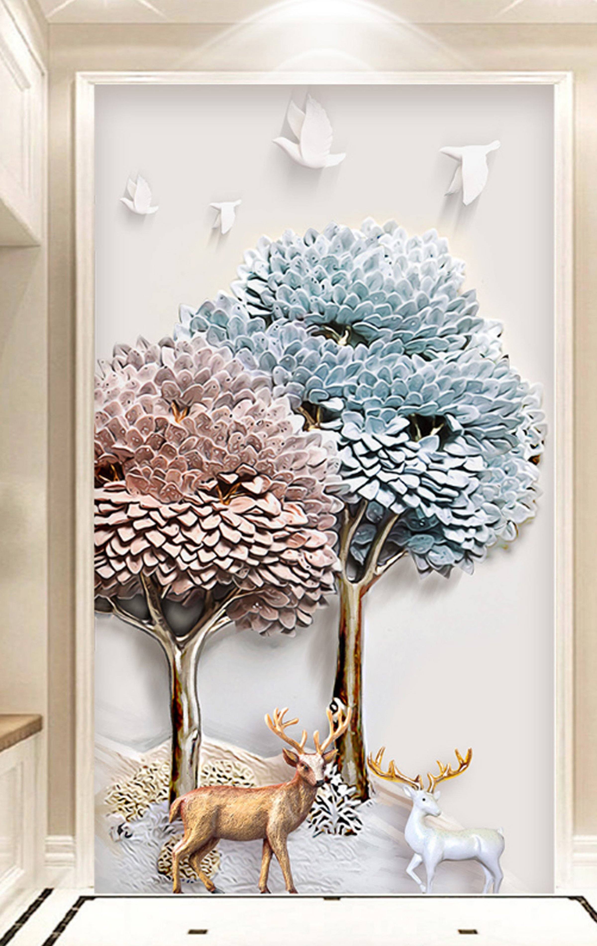 3D Fawn Tree 58 Wall Murals Wallpaper AJ Wallpaper 2