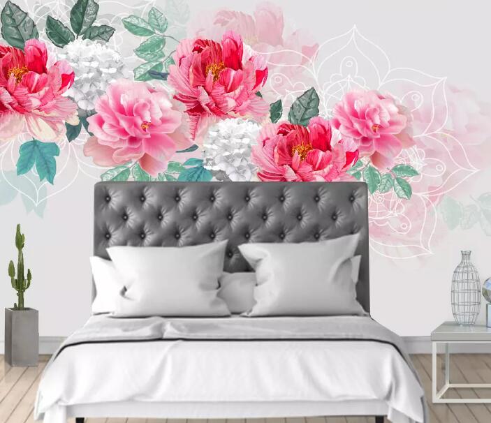 3D Pink Rose 1098 Wall Murals Wallpaper AJ Wallpaper 2