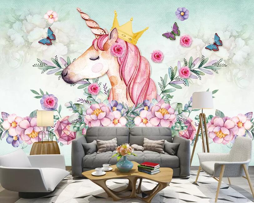 3D Pink Unicorn 1354 Wall Murals Wallpaper AJ Wallpaper 2