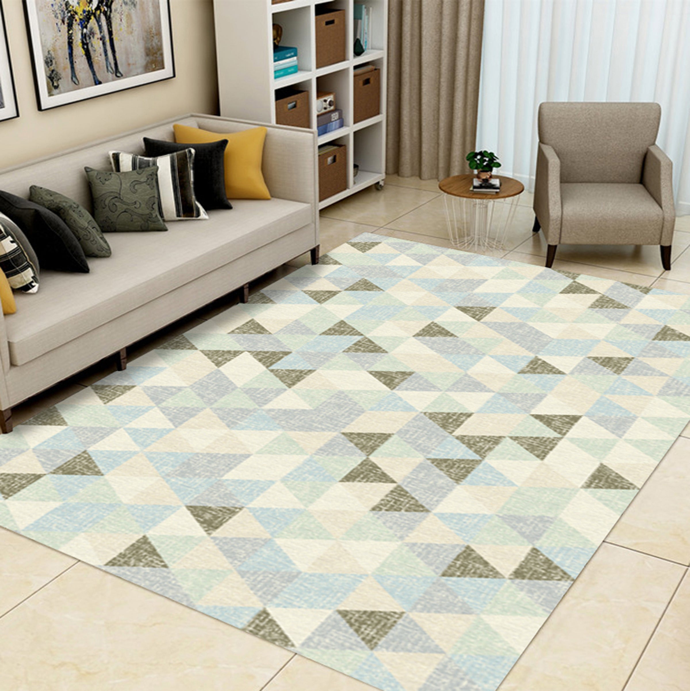 3D Light Green Triangle WG036 Non Slip Rug Mat Mat AJ Creativity Home