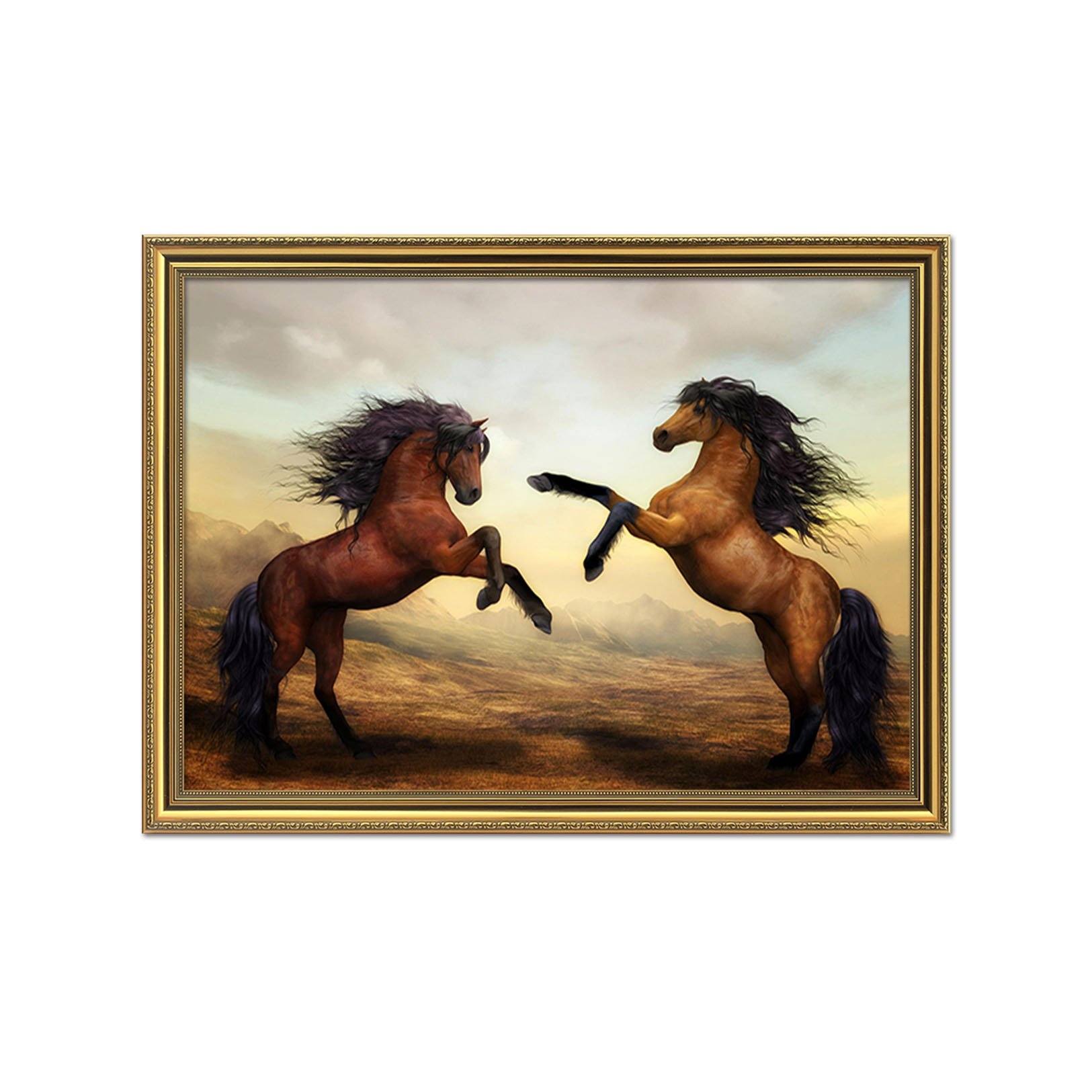 3D Struggle Horse 122 Fake Framed Print Painting Wallpaper AJ Creativity Home