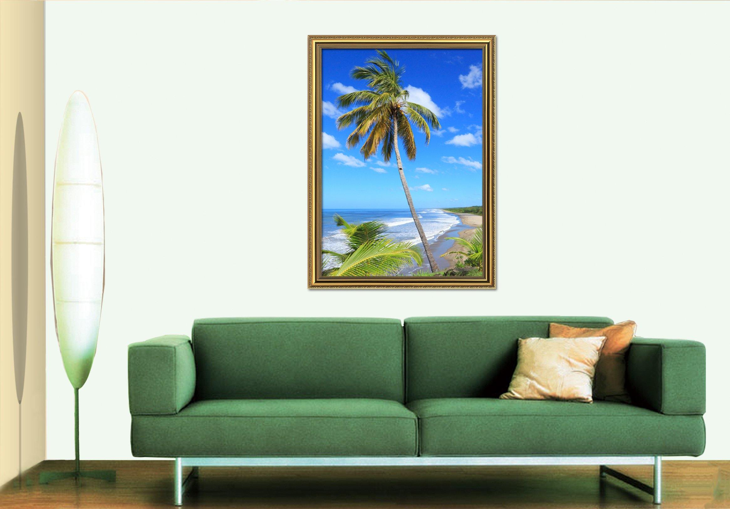 3D Windward Coconut Tree 040 Fake Framed Print Painting Wallpaper AJ Creativity Home