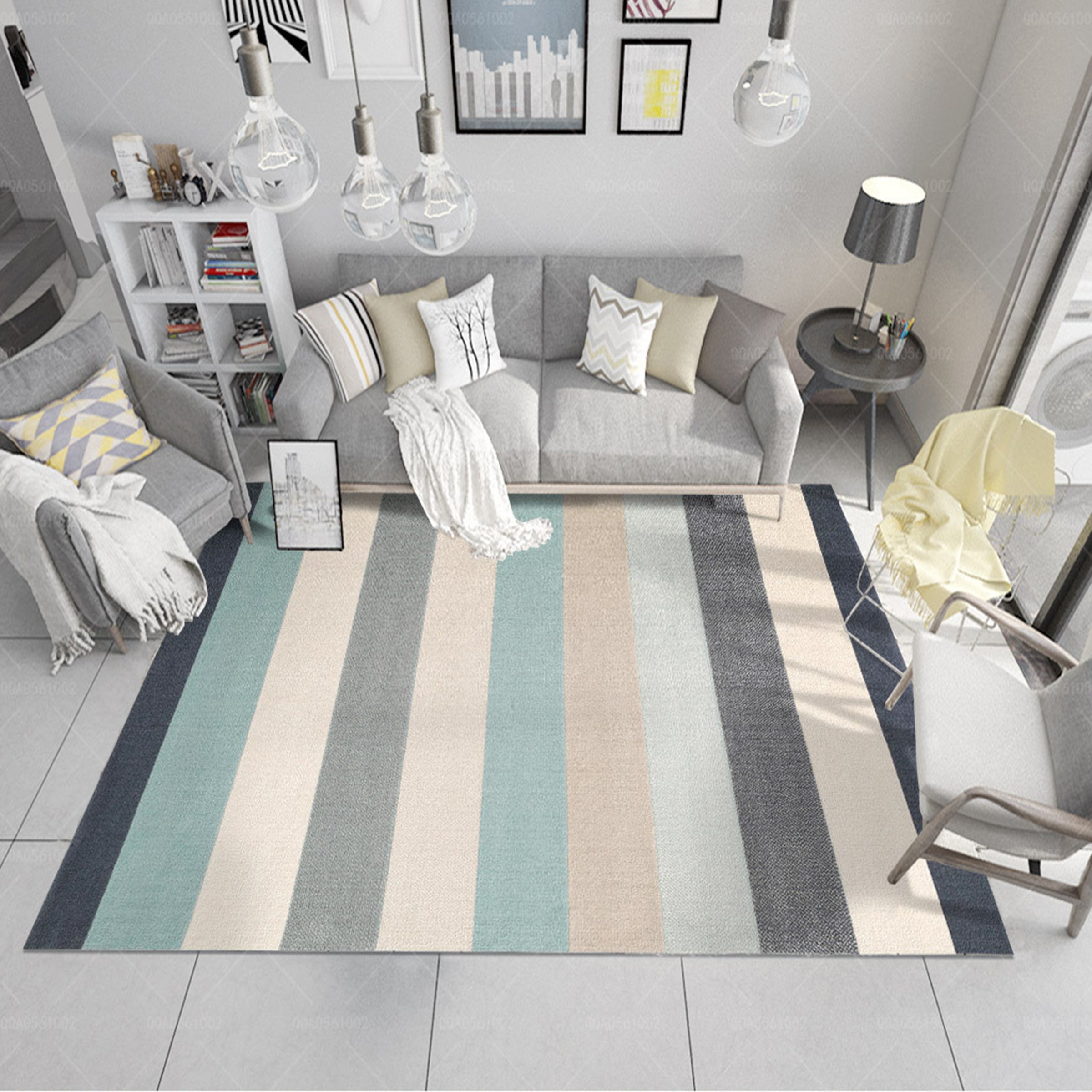 3D Color Stripe WG038 Non Slip Rug Mat Mat AJ Creativity Home