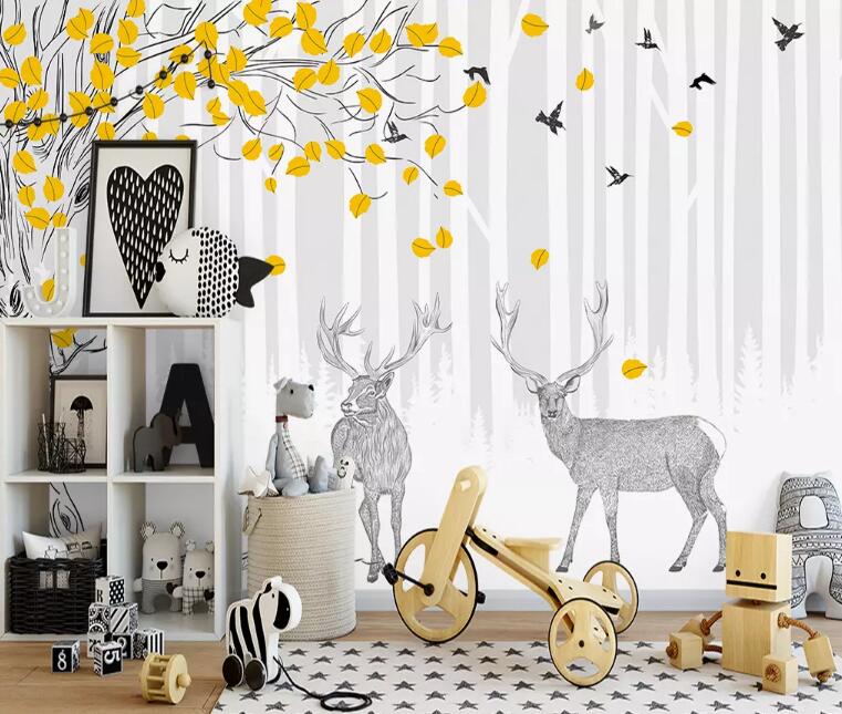 3D Deer Forest 660 Wall Murals Wallpaper AJ Wallpaper 2
