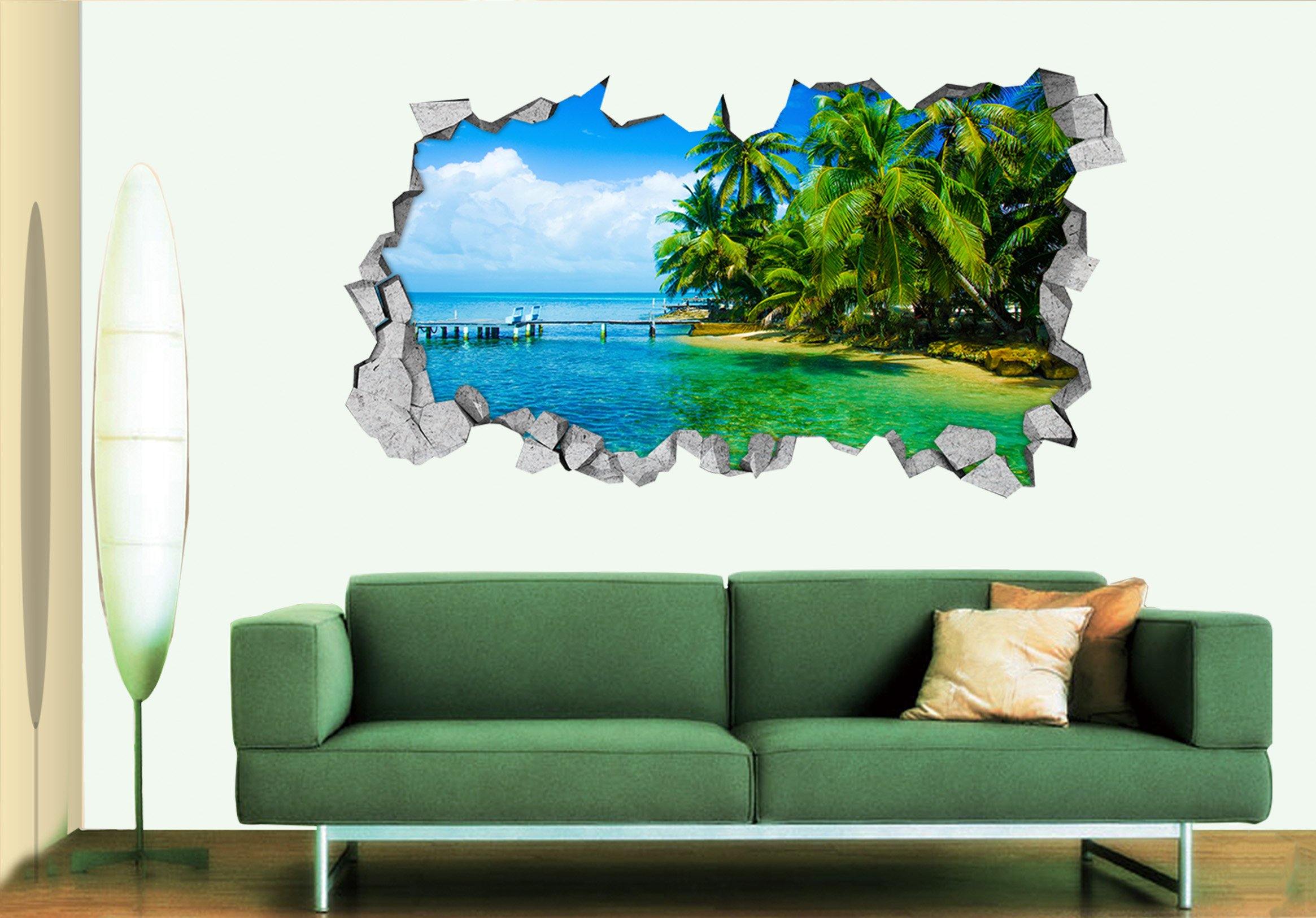 3D Tropical Sea Scenery 044 Broken Wall Murals Wallpaper AJ Wallpaper