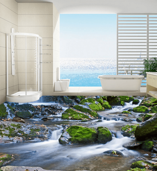 3D Moss Stone 254 Floor Mural Wallpaper AJ Wallpaper 2