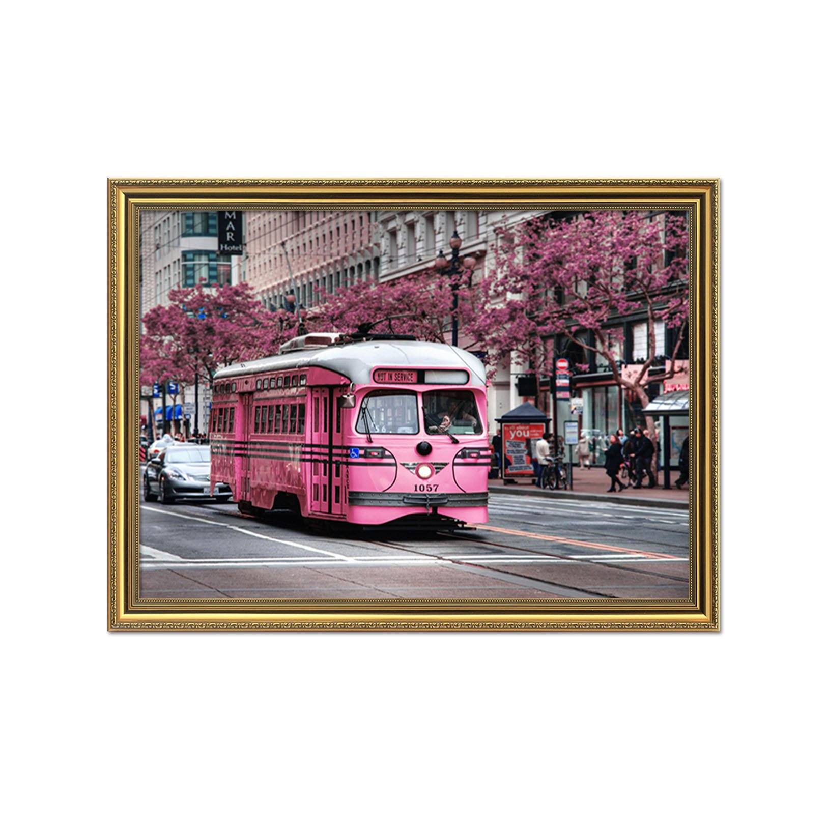 3D Red Bus 027 Fake Framed Print Painting Wallpaper AJ Creativity Home