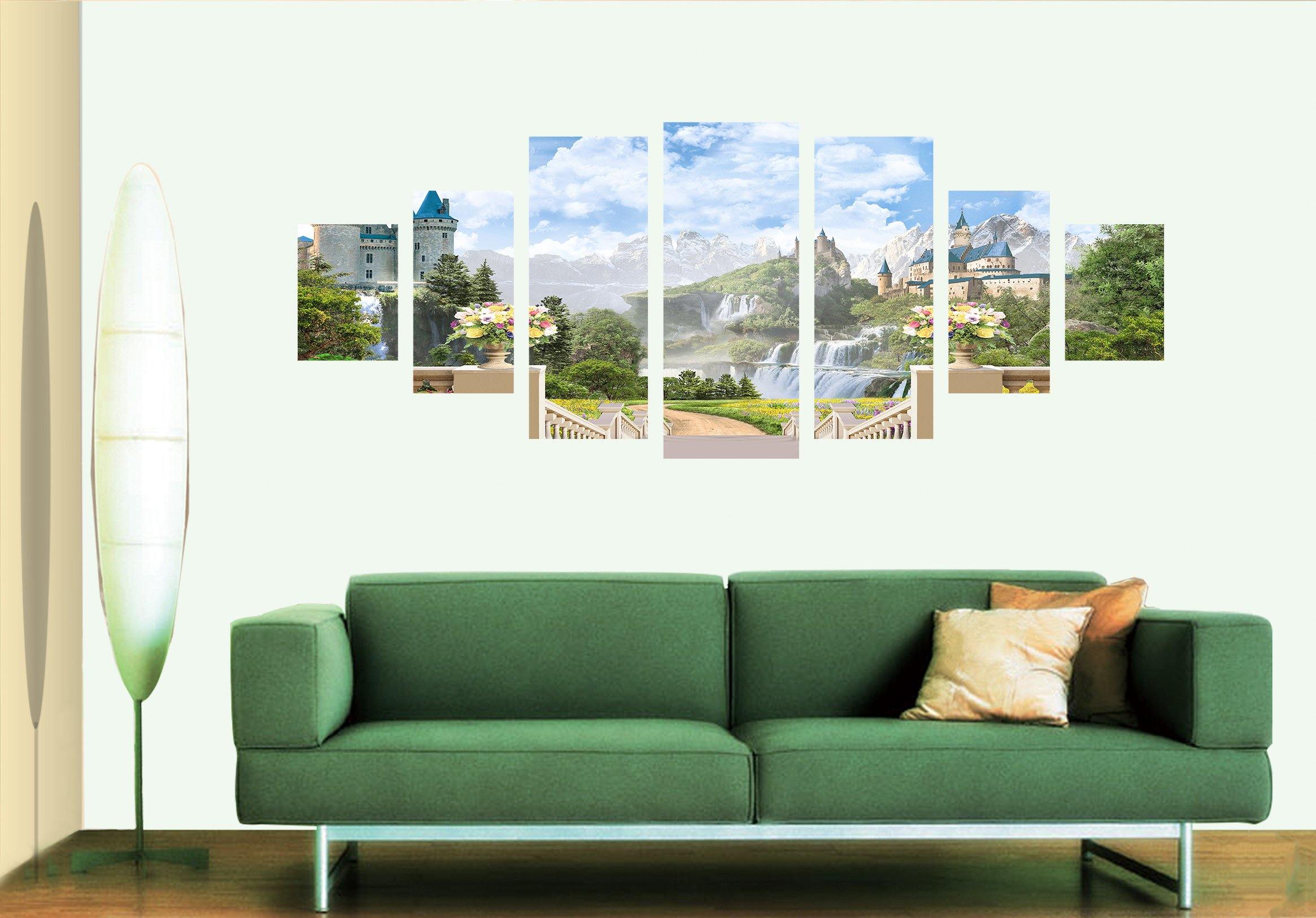 3D Castle Waterfall 090 Unframed Print Wallpaper Wallpaper AJ Wallpaper 