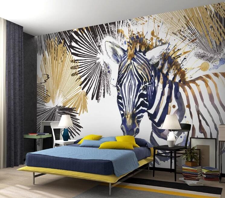 3D Color Zebra 1042 Wall Murals Wallpaper AJ Wallpaper 2