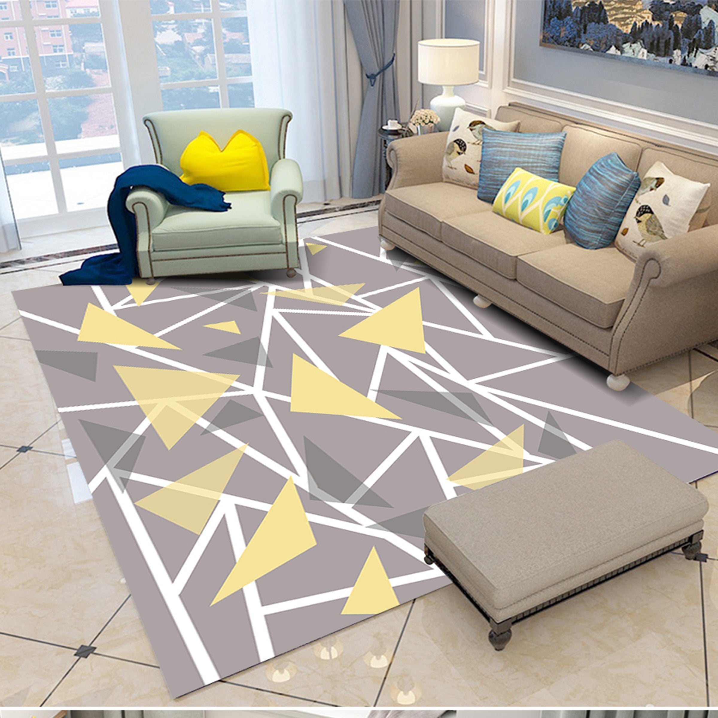 3D Colored Geometric Pattern WG444 Non Slip Rug Mat Mat AJ Creativity Home