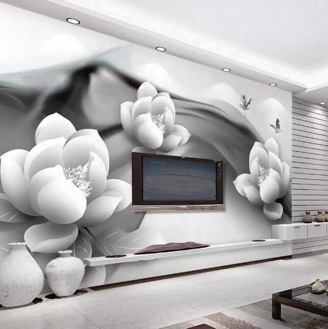3D White Flower River 1011 Wall Murals Wallpaper AJ Wallpaper 2