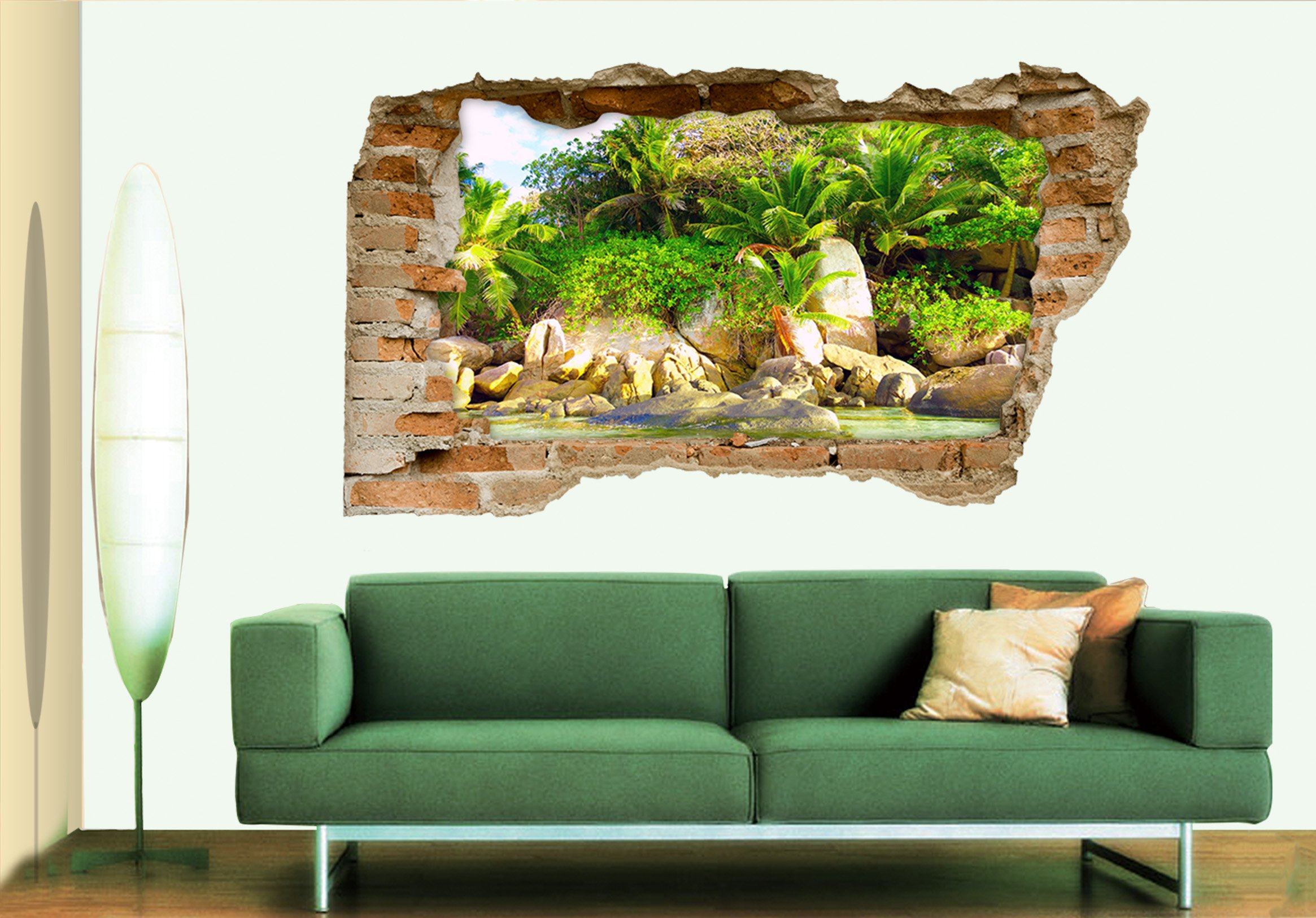 3D Seaside Trees Stones 349 Broken Wall Murals Wallpaper AJ Wallpaper