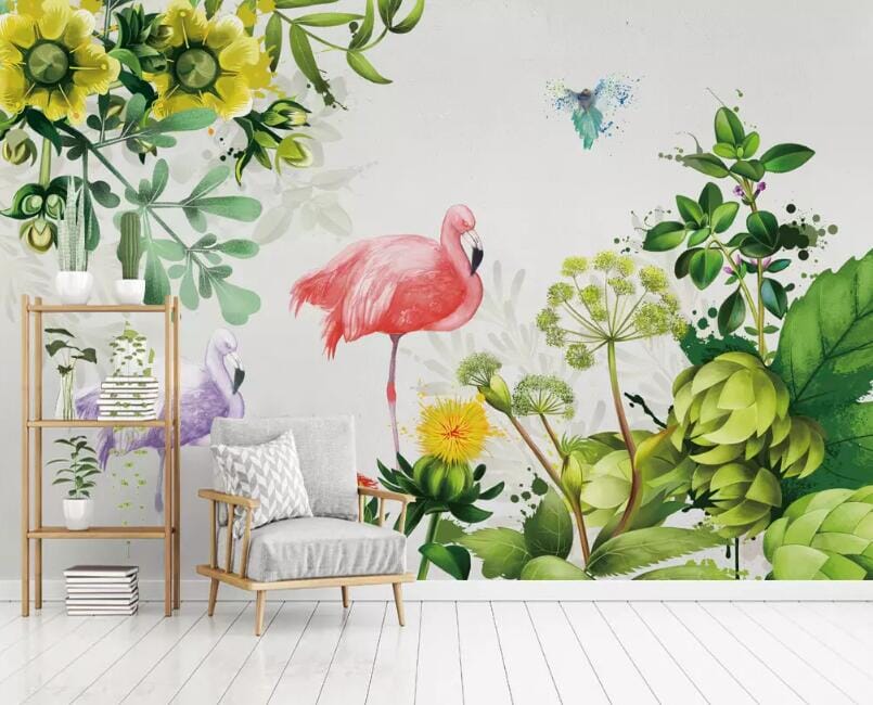 3D Pink Flamingo 1481 Wall Murals Wallpaper AJ Wallpaper 2