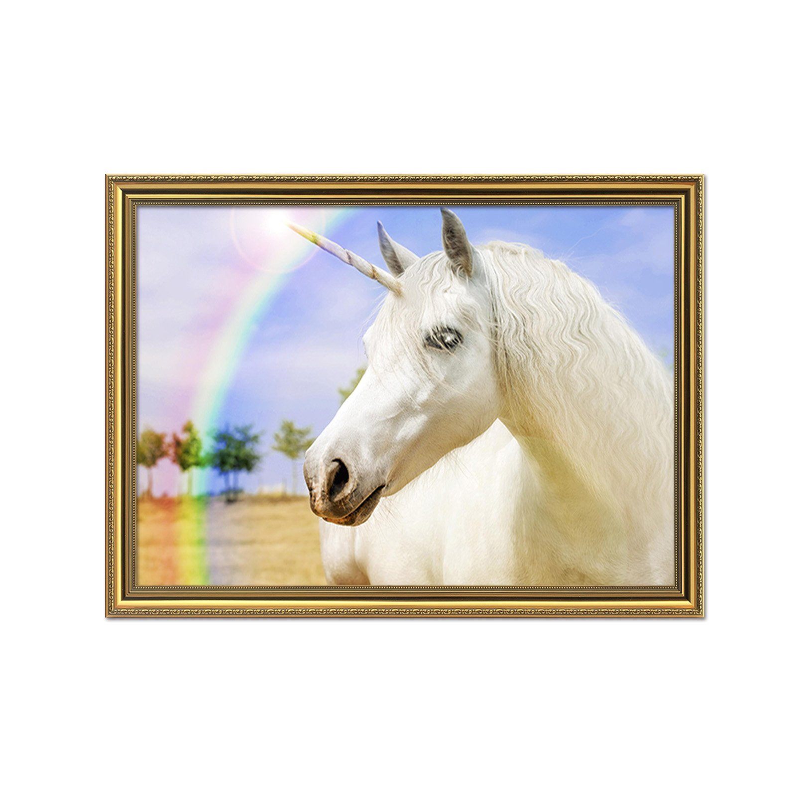 3D White Unicorn 056 Fake Framed Print Painting Wallpaper AJ Creativity Home