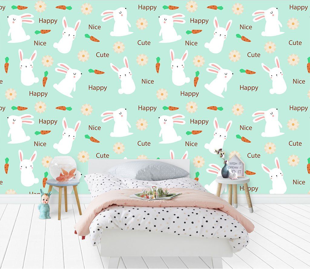 3D Cute Rabbit 815 Wall Murals Wallpaper AJ Wallpaper 2