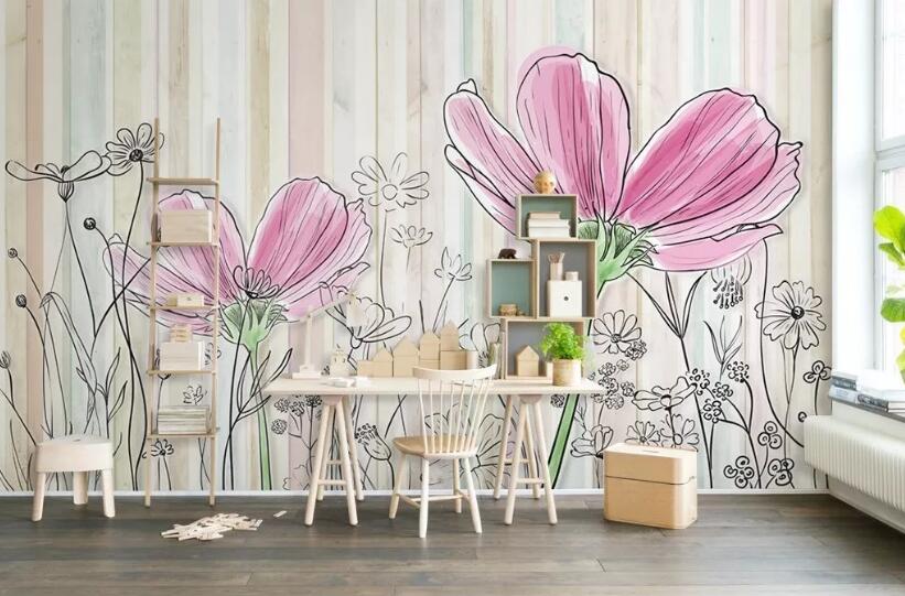 3D Pink Flowers 1047 Wall Murals Wallpaper AJ Wallpaper 2