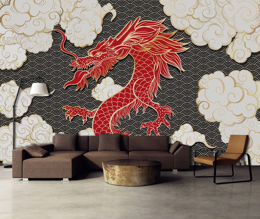 3D Red Dragon WC055 Wall Murals Wallpaper AJ Wallpaper 2