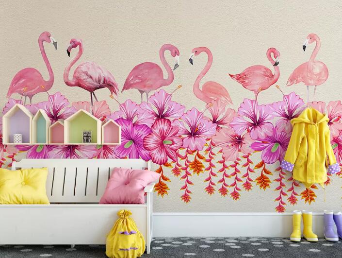 3D Flamingo Flower 095 Wall Murals Wallpaper AJ Wallpaper 2