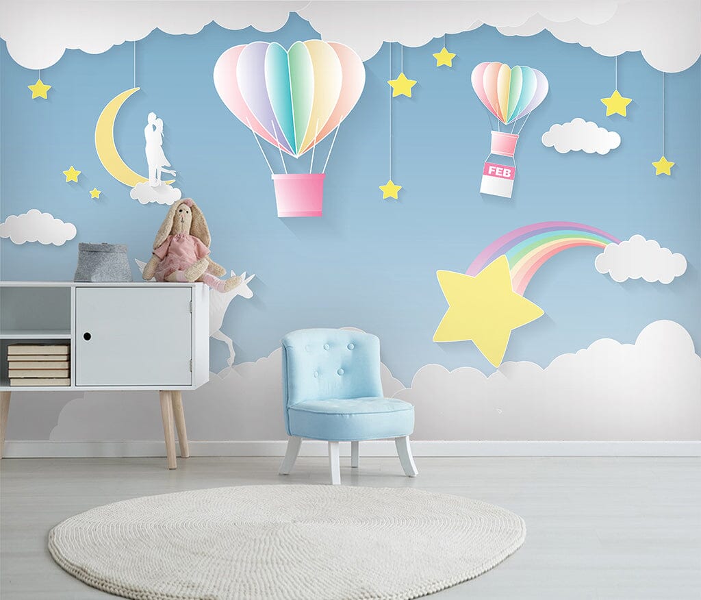 3D Balloon Moon WC038 Wall Murals Wallpaper AJ Wallpaper 2